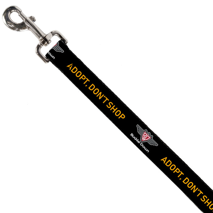 Dog Leash - Buckle-Down Logo ADOPT, DON'T SHOP Black/Yellow Dog Leashes Buckle-Down   
