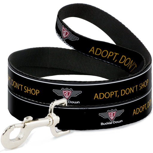 Dog Leash - Buckle-Down Logo ADOPT, DON'T SHOP Black/Yellow Dog Leashes Buckle-Down   