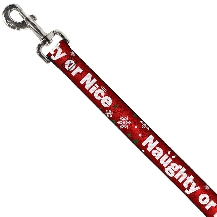 Dog Leash - Christmas NAUGHTY OR NICE/Snowflakes Reds/White/Green Dog Leashes Buckle-Down   