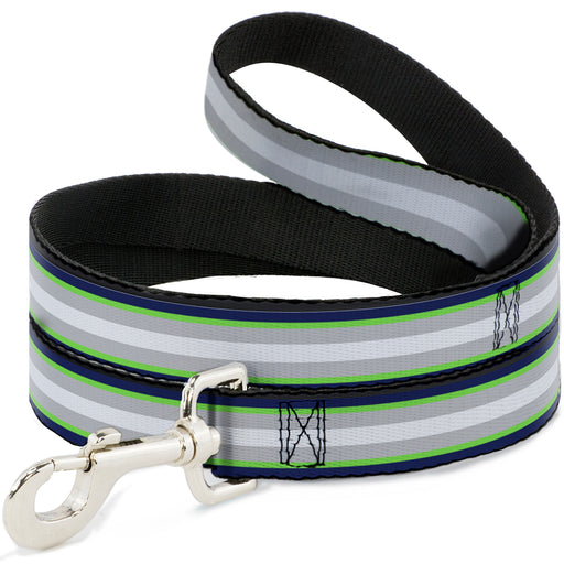 Dog Leash - Stripes Navy/Neon Green/Silver/White Dog Leashes Buckle-Down   