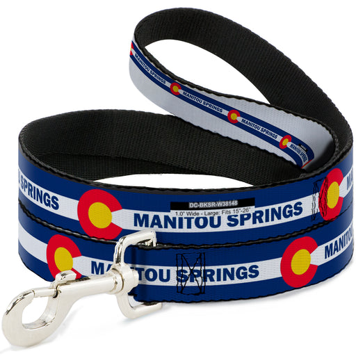 Dog Leash - Colorado MANITOU SPRINGS Flag Blue/White/Red/Yellow Dog Leashes Buckle-Down   