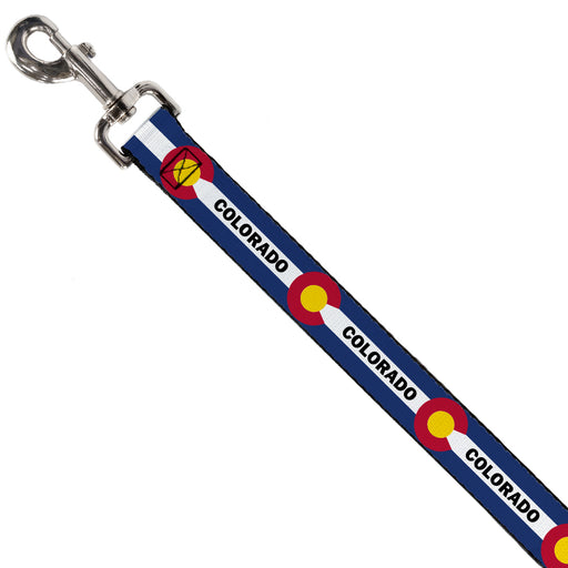 Dog Leash - COLORADO Text Flag Blue/White/Red/Yellow Dog Leashes Buckle-Down   