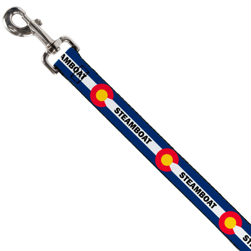 Dog Leash - Colorado STEAMBOAT Flag Blue/White/Red/Yellow Dog Leashes Buckle-Down   