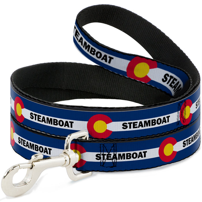 Dog Leash - Colorado STEAMBOAT Flag Blue/White/Red/Yellow Dog Leashes Buckle-Down   