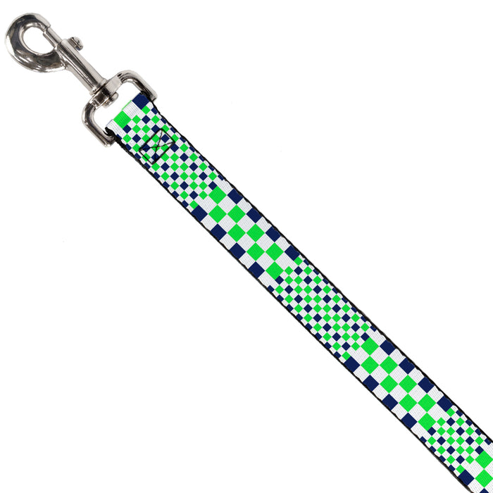 Dog Leash - Checker Blocks White/Navy/Neon Green Dog Leashes Buckle-Down   