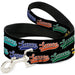 Dog Leash - SAUCE Baseball Script Black/Multi Color Dog Leashes Buckle-Down   