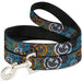 Dog Leash - Smiley Face Crossbones Stacked Gray/Multi Color Dog Leashes Buckle-Down   
