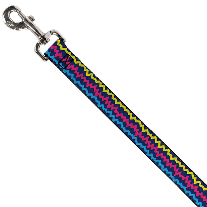 Dog Leash - Scribble Zig Zag Stripe Navy/Multi Color Dog Leashes Buckle-Down   