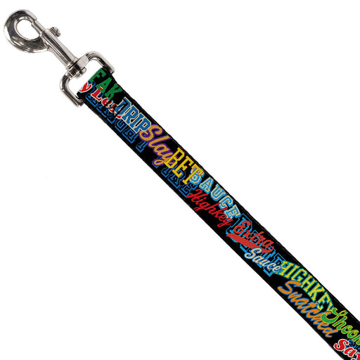 Dog Leash - Slang Verbiage Stacked Black/Multi Color Dog Leashes Buckle-Down   