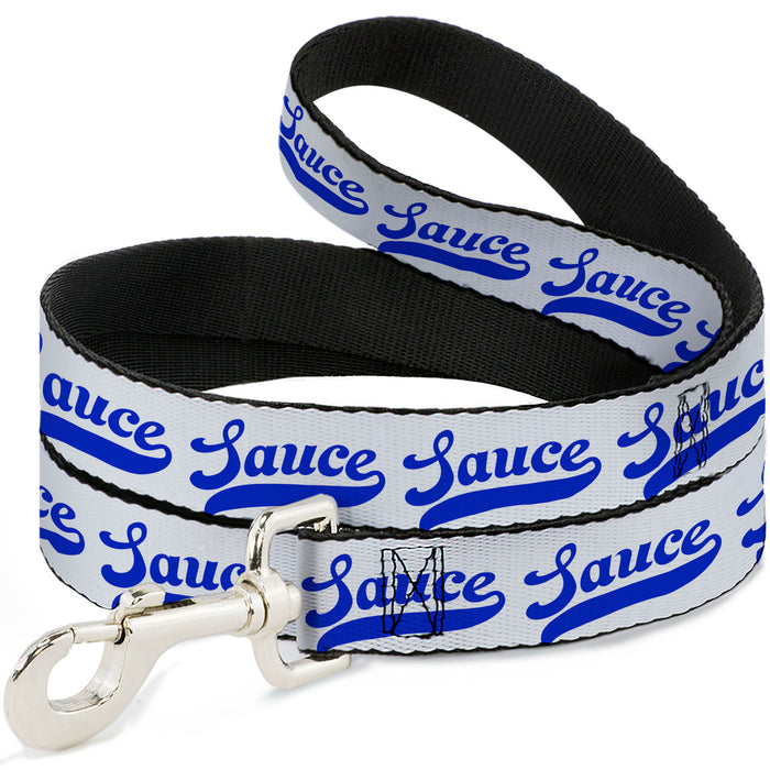 Dog Leash - SAUCE Baseball Script White/Blue Dog Leashes Buckle-Down   