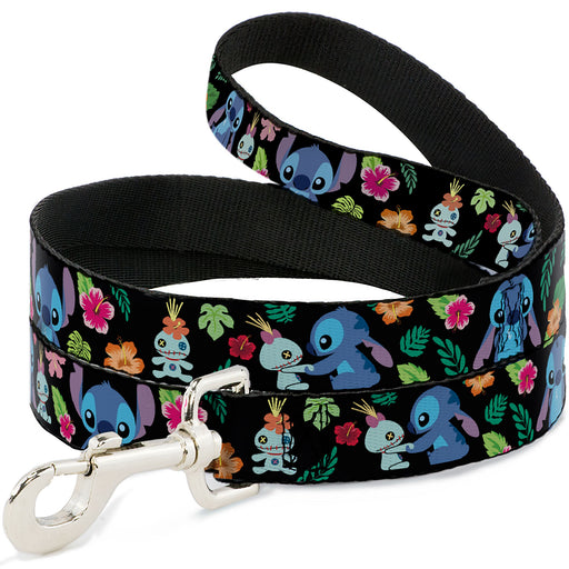 Dog Leash - Stitch & Scrump Poses/Tropical Flora Dog Leashes Disney   