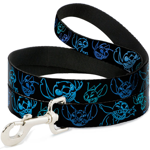 Dog Leash - Electric Stitch Poses Black/Neon Blue Dog Leashes Disney   