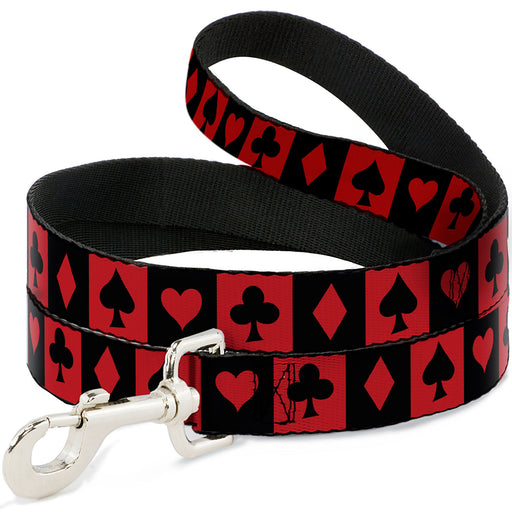 Dog Leash - Alice in Wonderland Card Suits Red/Black Dog Leashes Disney   