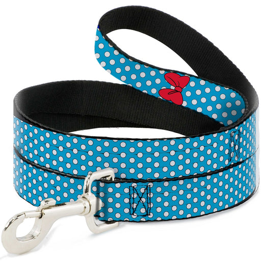 Dog Leash - Minnie Mouse Bow Dots Blue/Black/White/Red Dog Leashes Disney   