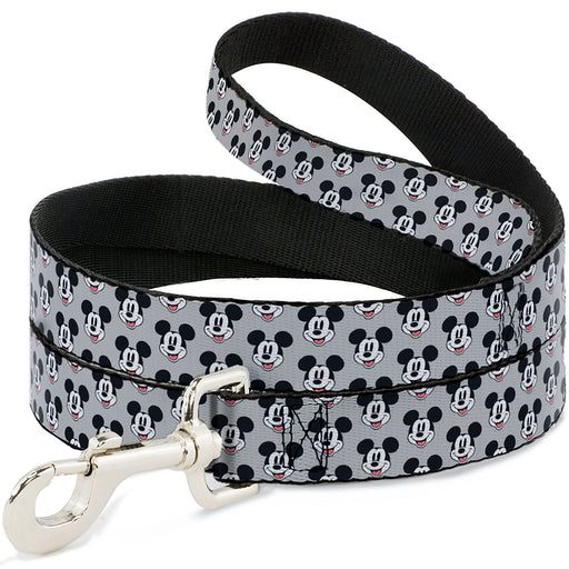 Dog Leash - Mickey Mouse Smiling Face Monogram Gray Dog Leashes Disney   