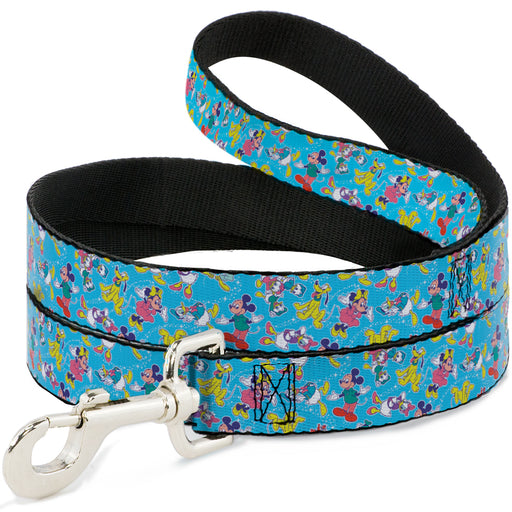 Dog Leash - Disney 100 Mickey and Friends Poses Scattered Blue Dog Leashes Disney   
