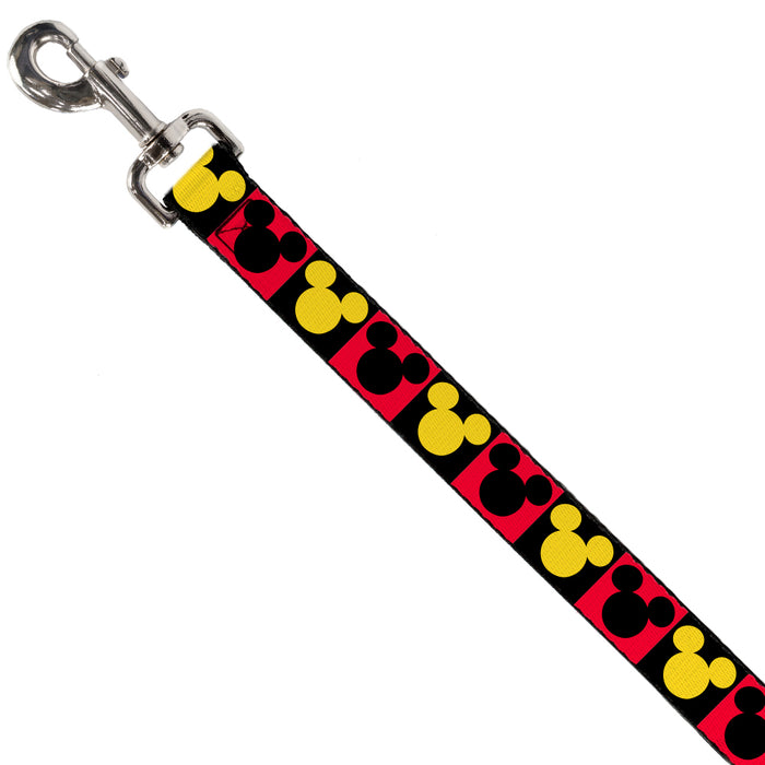 Dog Leash - Mickey Mouse Ears Icon Blocks Red/Black/Yellow Dog Leashes Disney   