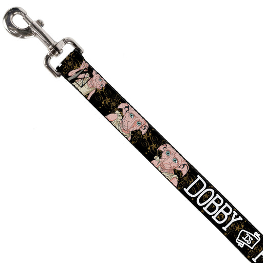 Dog Leash - DOBBY IS FREE/3-Dobby Poses Star Swirls Black/Gold/White Dog Leashes Warner Bros.   