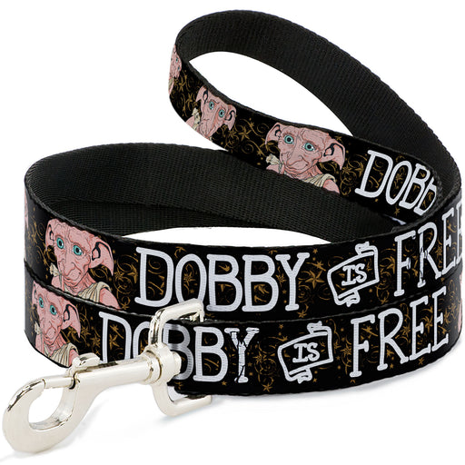 Dog Leash - DOBBY IS FREE/3-Dobby Poses Star Swirls Black/Gold/White Dog Leashes Warner Bros.   