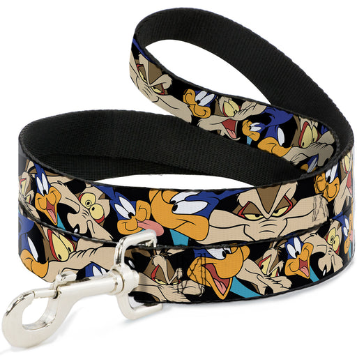 Dog Leash - Road Runner/Wile E. Coyote Expressions Stacked Black Dog Leashes Looney Tunes   