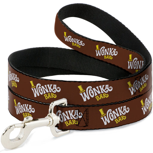 Dog Leash - Willy Wonka and the Chocolate Factory WONKA BAR Logo Brown/Yellow/White Dog Leashes Warner Bros. Movies   