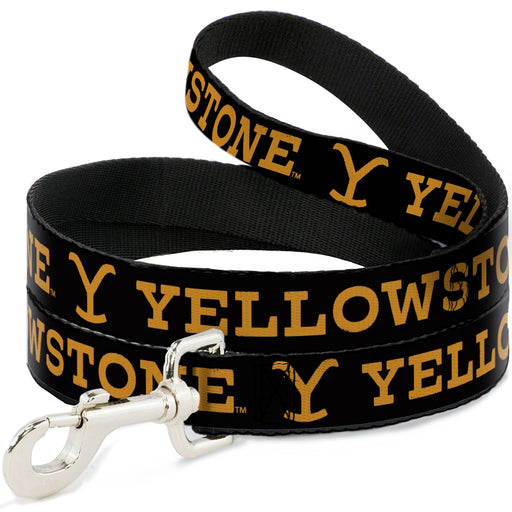 Dog Leash - YELLOWSTONE Text and Y Logo Weathered Black/Orange Dog Leashes Paramount Network   