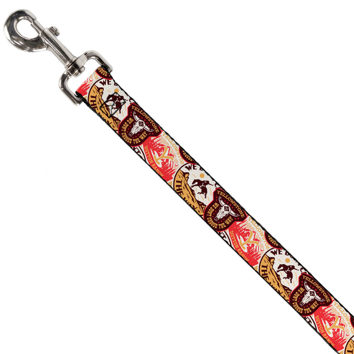 Dog Leash - Yellowstone Patches Stacked Browns/Reds/Yellows Dog Leashes Paramount Network   