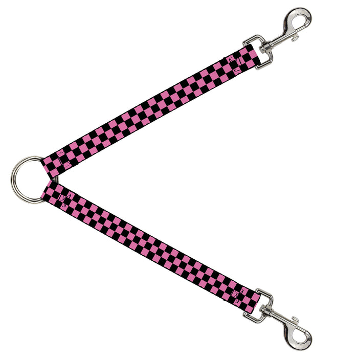 Dog Leash Splitter - Checker Black/Pink Dog Leash Splitters Buckle-Down   