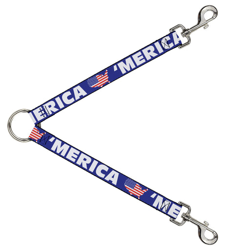 Dog Leash Splitter - 'MERICA/USA Silhouette Blue/White/US Flag Dog Leash Splitters Buckle-Down   