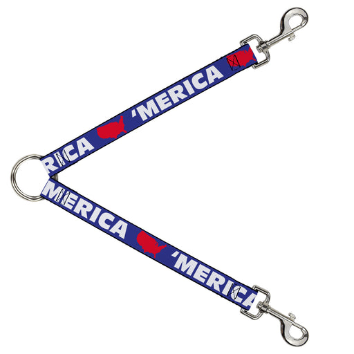 Dog Leash Splitter - 'MERICA/USA Silhouette Blue/White/Red Dog Leash Splitters Buckle-Down   