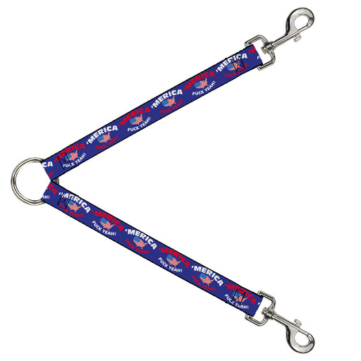 Dog Leash Splitter - 'MERICA FUCK YEAH!/USA Silhouette Blue/White/Red/US Flag Dog Leash Splitters Buckle-Down   