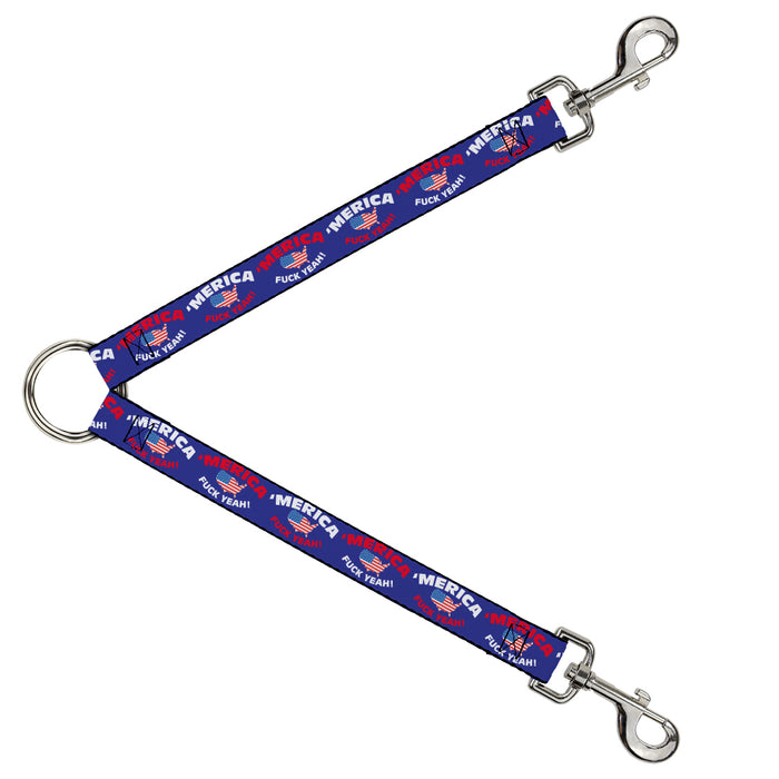 Dog Leash Splitter - 'MERICA FUCK YEAH!/USA Silhouette Blue/White/Red/US Flag Dog Leash Splitters Buckle-Down   