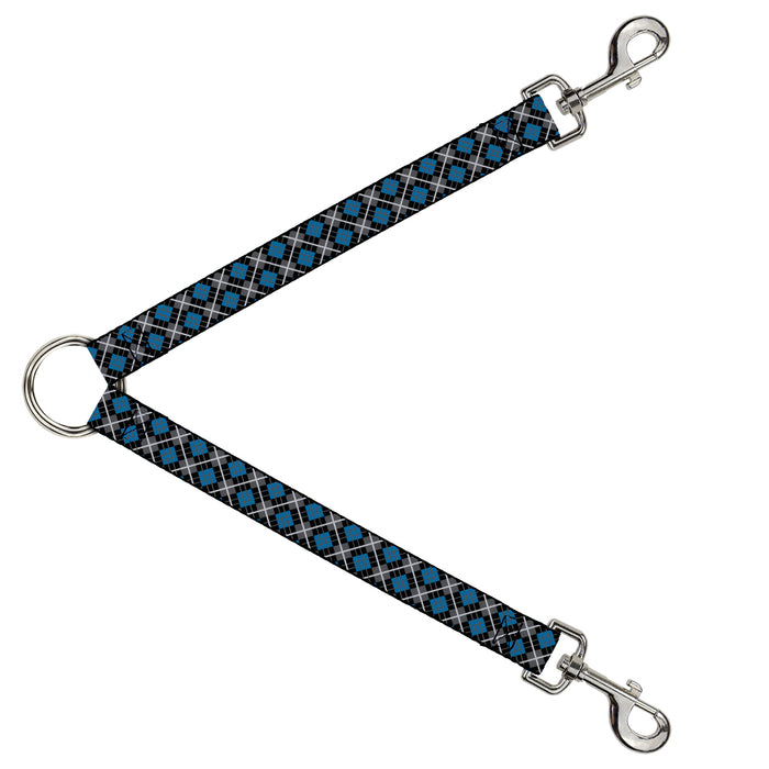 Dog Leash Splitter - Argyle Black/Gray/Turquoise Dog Leash Splitters Buckle-Down   