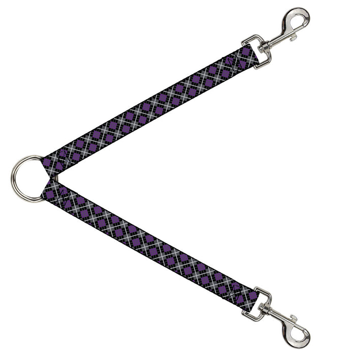 Dog Leash Splitter - Argyle Black/Gray/Purple Dog Leash Splitters Buckle-Down   