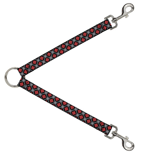 Dog Leash Splitter - Argyle Black/Gray/Red Dog Leash Splitters Buckle-Down   