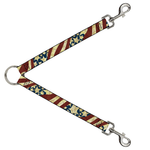 Dog Leash Splitter - Americana Diagonal Vintage Stars & Stripes2 Dog Leash Splitters Buckle-Down   