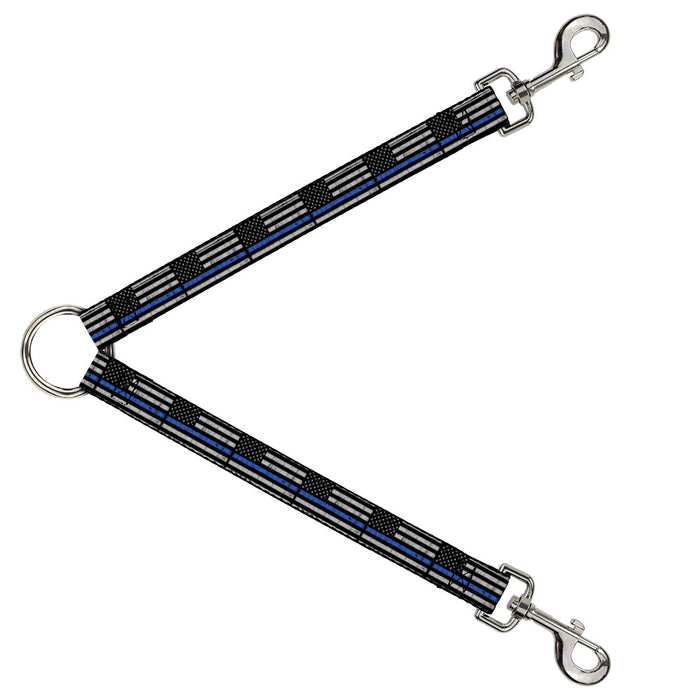 Dog Leash Splitter - Thin Blue Line Flag Weathered Black/Gray/Blue Dog Leash Splitters Buckle-Down   
