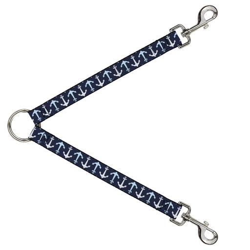 Dog Leash Splitter - Anchor2 Flip C/U Navy/Baby Blue/White Dog Leash Splitters Buckle-Down   