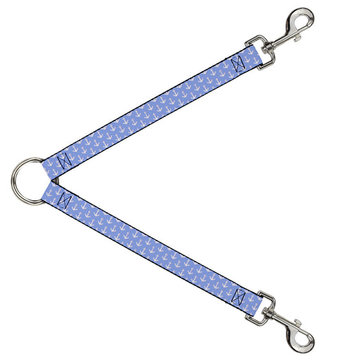 Dog Leash Splitter - Anchor2 Monogram Baby Blue/Baby Pink/White Dog Leash Splitters Buckle-Down   