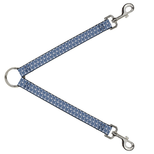Dog Leash Splitter - Anchor2 Monogram Baby Blue/Navy/White Dog Leash Splitters Buckle-Down   