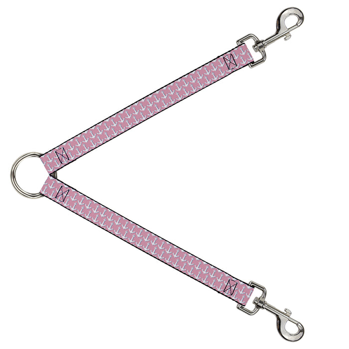 Dog Leash Splitter - Anchor2 Monogram Baby Pink/Baby Blue/White Dog Leash Splitters Buckle-Down   