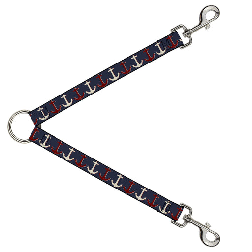 Dog Leash Splitter - Anchor3 C/U Navy/Red/Cream Dog Leash Splitters Buckle-Down   