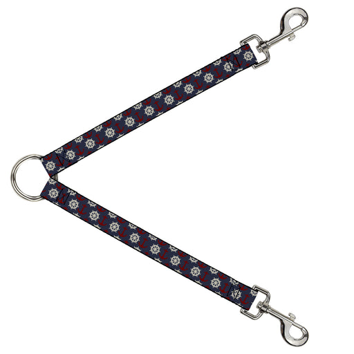 Dog Leash Splitter - Anchor3/Helm Monogram Navy/Red/Cream Dog Leash Splitters Buckle-Down   