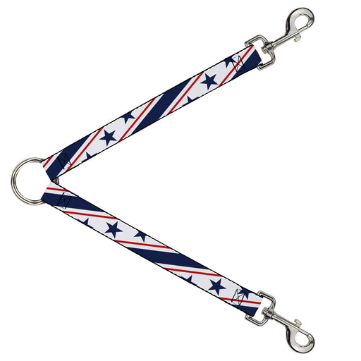 Dog Leash Splitter - Americana Diagonal Stars & Stripes White/Red/Blue Dog Leash Splitters Buckle-Down   