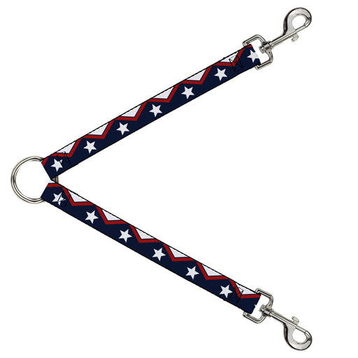 Dog Leash Splitter - American Chevron & Stripes White/Red/Blue Dog Leash Splitters Buckle-Down   