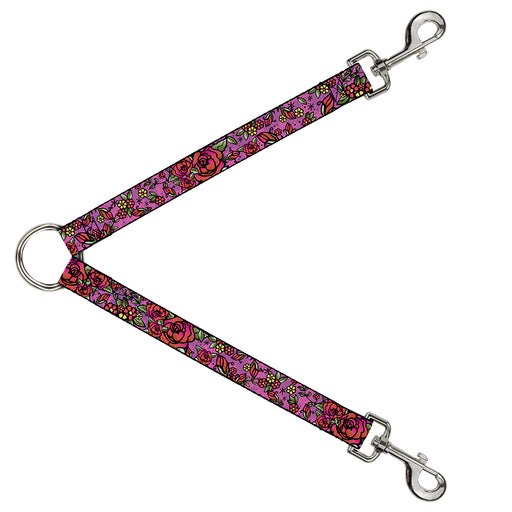 Dog Leash Splitter - Born to Blossom CLOSE-UP Pink Dog Leash Splitters Buckle-Down   