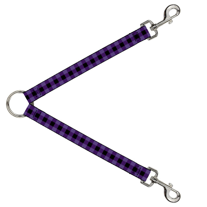 Dog Leash Splitter - Buffalo Plaid Black/Purple Dog Leash Splitters Buckle-Down   