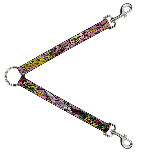 Dog Leash Splitter - Born to Raise Hell CLOSE-UP Pink Dog Leash Splitters Buckle-Down   