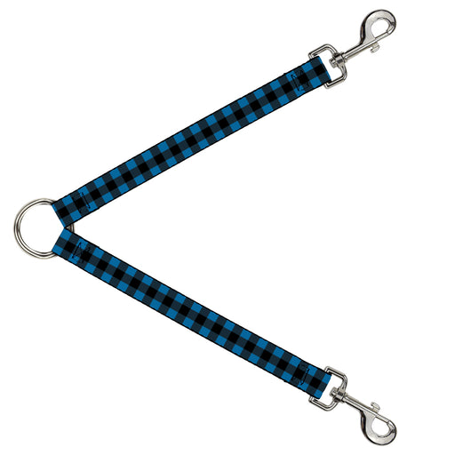 Dog Leash Splitter - Buffalo Plaid Black/Turquoise Dog Leash Splitters Buckle-Down   
