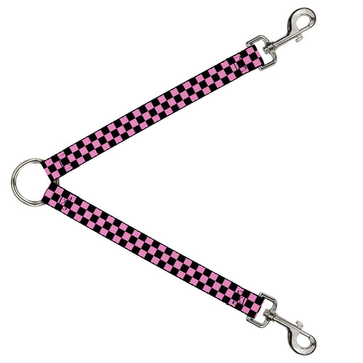 Dog Leash Splitter - Checker Black/Baby Pink Dog Leash Splitters Buckle-Down   